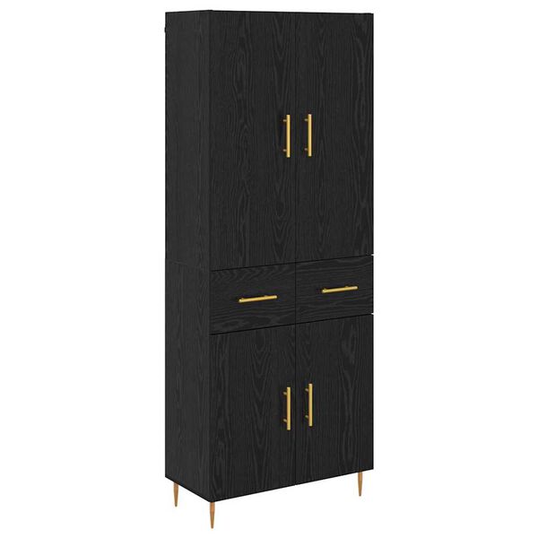 vidaXL Highboard met lade Zwart Eiken 69,5 x 34 x 180 cm Bewerkt hout