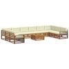 vidaXL Sofa-Sets 11 st Natuurlijk en Cr&egrave;me Massief Acaciahout