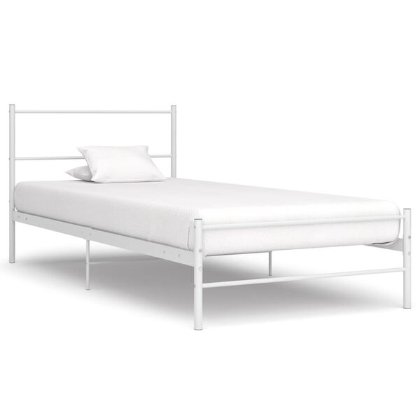 vidaXL Bedframe metaal wit 90x200 cm
