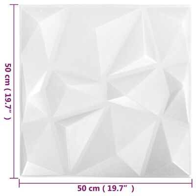 vidaXL 48 st Wandpanelen 3D 12 m² 50x50 cm diamantwit