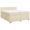 vidaXL Boxspring met matras stof cr&egrave;mekleurig 200x200 cm