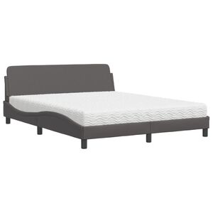 vidaXL Bed met matras "Dover" kunstleer grijs 160x200 cm