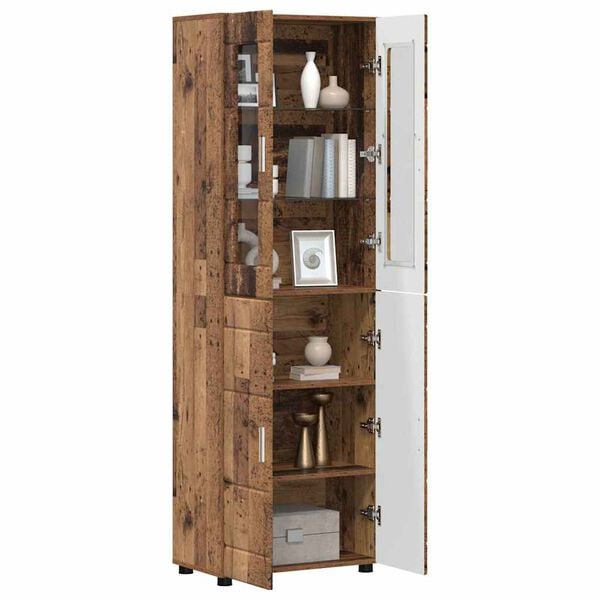 vidaXL Hoge kast FLORIN Oudhout 60 x 35 x 182 cm Bewerkt hout