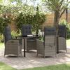 vidaXL Tuin eettafelset met kussen 5 pcs Grijs poly rattan