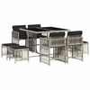 vidaXL 9-delige Tuinset met kussens poly rattan lichtgrijs
