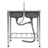 vidaXL Campinggootsteen dubbele bakken met kraan roestvrij staal