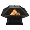 vidaXL Vuurschaal en barbecue 2-in-1 met pook 46,5x46,5x37 cm staal