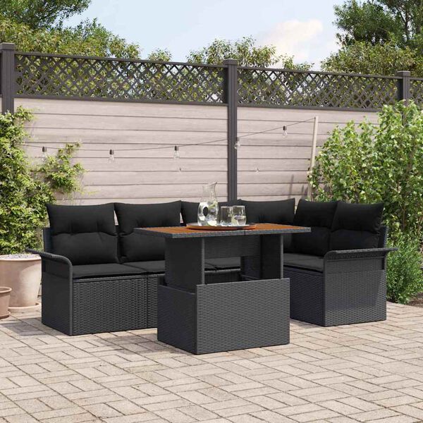 vidaXL Tuin Sofa Set met kussen 6 pcs Zwart