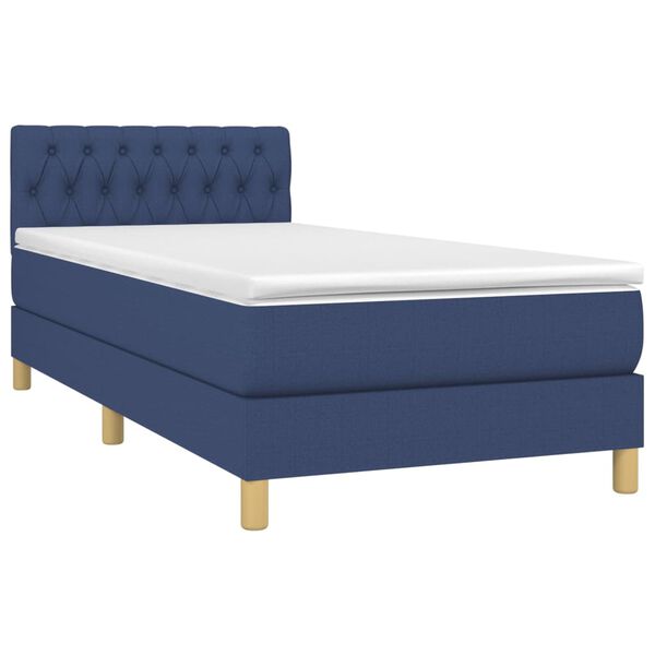 vidaXL Boxspring met matras stof blauw 100x200 cm