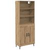 vidaXL Hoge kast Artisan Eiken 69,5 x 34 x 180 cm Bewerkt hout