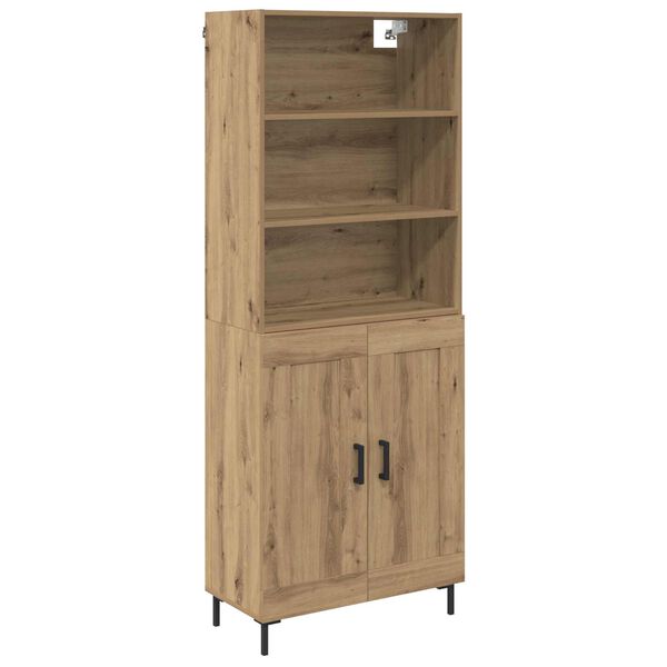 vidaXL Hoge kast Artisan Eiken 69,5 x 34 x 180 cm Bewerkt hout