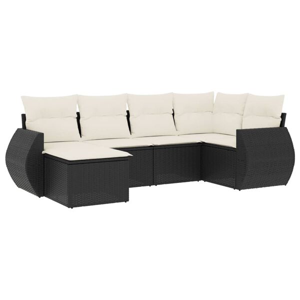 vidaXL 6-delige Loungeset met kussens poly rattan zwart