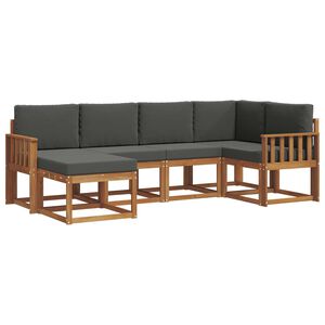 vidaXL Buiten bankenset met kussen 6 pcs Natuurlijk en Antraciet