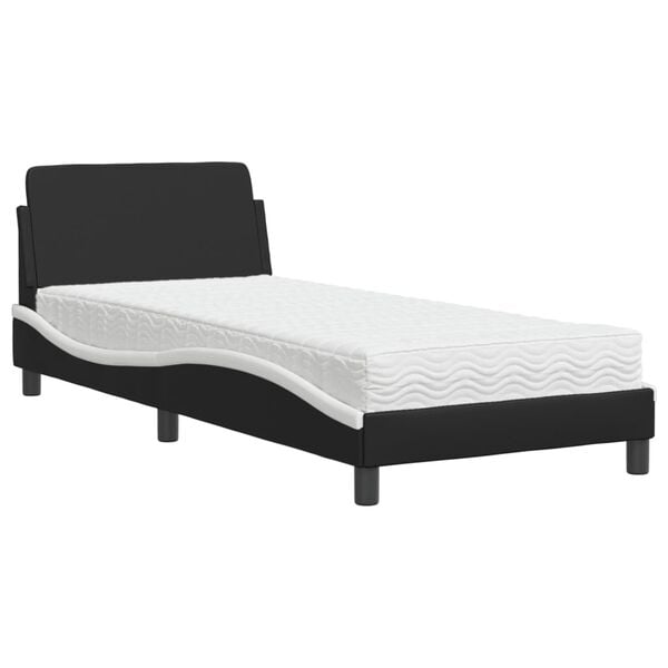 vidaXL Bed met matras "Dover" kunstleer zwart en wit 90x190 cm