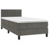 vidaXL Boxspring met matras en LED fluweel donkergrijs 90x200 cm