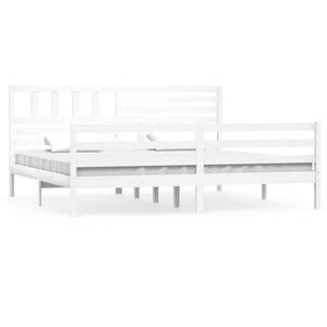 vidaXL Bedframe massief hout wit 200x200 cm