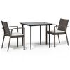 vidaXL 3-delige Tuinset met kussens poly rattan en staal