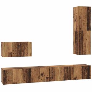 vidaXL Wand TV Kast Wandgemonteerd 4 pcs Oud Hout Bewerkt hout
