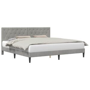 vidaXL Bedframe met hoofdeinde Lichtgrijs 200 x 200 cm Fluweel