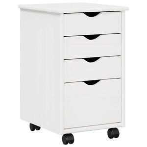 vidaXL Rolling Kast met wiel Wit 34 x 39 x 56 cm Massief grenenhout