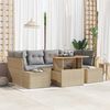 vidaXL Tuin Sofa Set met opslag 7 pcs Beige Poly riet