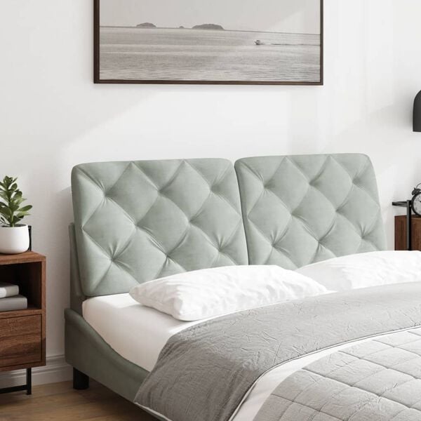 vidaXL Hoofdbordkussen 140 cm velvet lichtgrijs