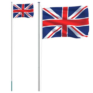 vidaXL Vlag met vlaggenmast Verenigd Koninkrijk 6,08 m aluminium