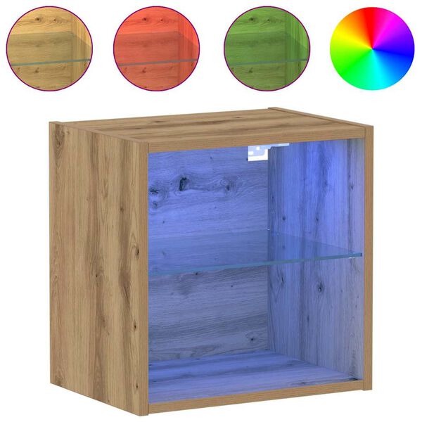 vidaXL Wandplank met LED-verlichting met plank Bruin 40 x 28,5 x 40 cm