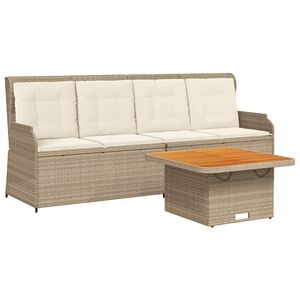 vidaXL 3-delige Loungeset met kussens poly rattan beige
