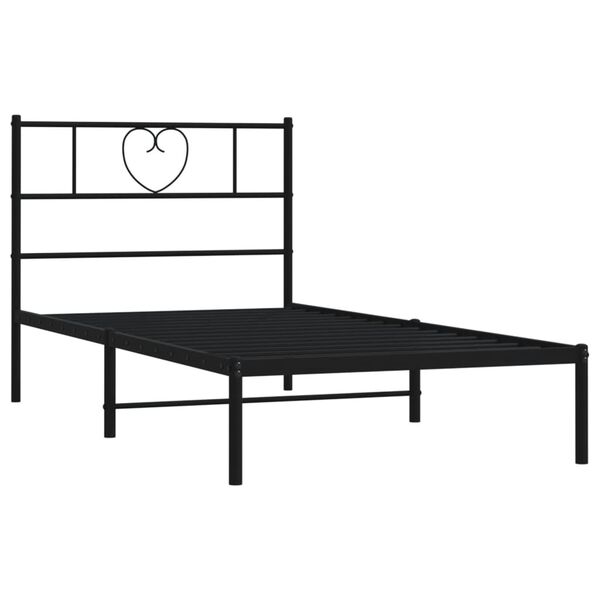 vidaXL Bedframe met hoofdbord metaal zwart 80x200 cm