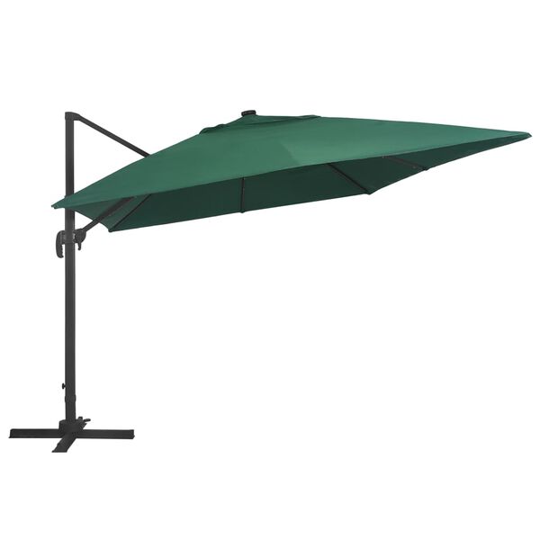 vidaXL Zweefparasol met LED en aluminium paal 400x300 cm groen