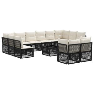 vidaXL Tuinbankenset 13 st Zwart poly rattan