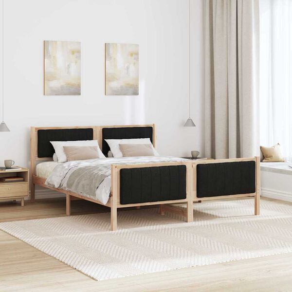vidaXL Bedframe Bruin en zwart 150 x 200 cm Massief grenenhout
