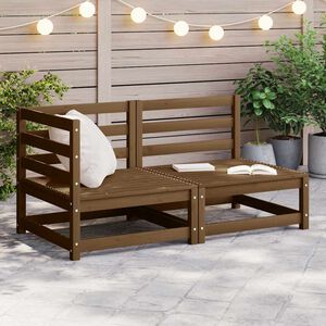 vidaXL 2-delige Loungeset massief grenenhout honingbruin