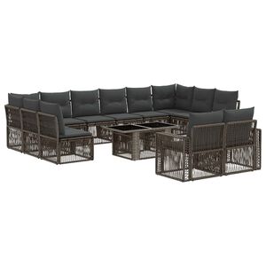 vidaXL Tuinbankenset 13 st Grijs en Donkergrijs poly rattan