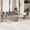 vidaXL 6-delige Loungeset met kussens poly rattan beige