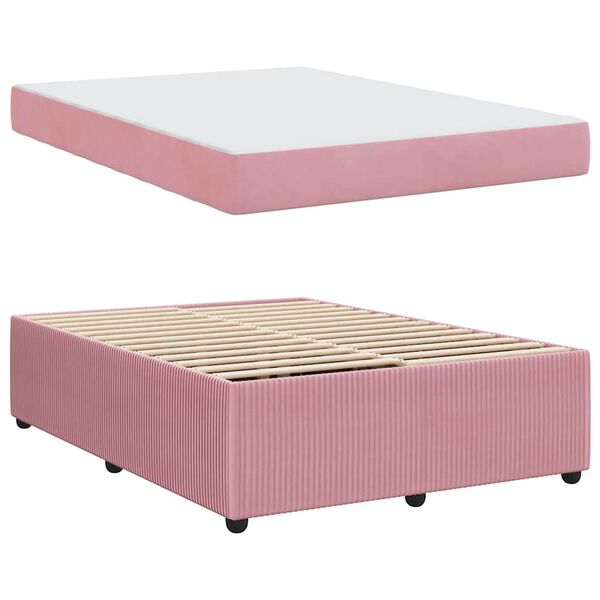 vidaXL Bedframe met matras Roze 140 x 200 cm Stof
