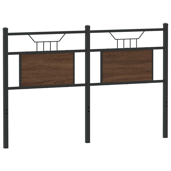 vidaXL Vervangend hoofdbord 137 cm spaanplaat bewerkt hout staal bruin eiken