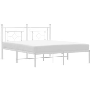 vidaXL Bedframe met hoofdbord metaal wit 160x200 cm