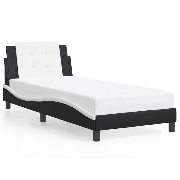 vidaXL Bedframe zonder matras "Zadar" kunstleer zwart en wit 80x200 cm