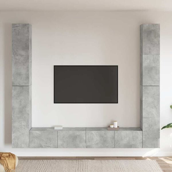 vidaXL 6-delige Tv-meubelset bewerkt hout betongrijs