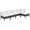 vidaXL 5-delige Loungeset met kussens poly rattan zwart