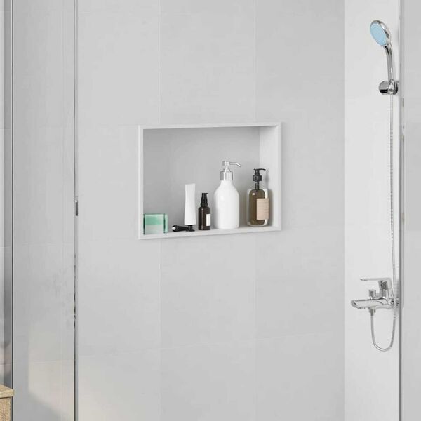 vidaXL Douche Niche Wit 45 x 30 x 9,5 cm Roestvrij staal
