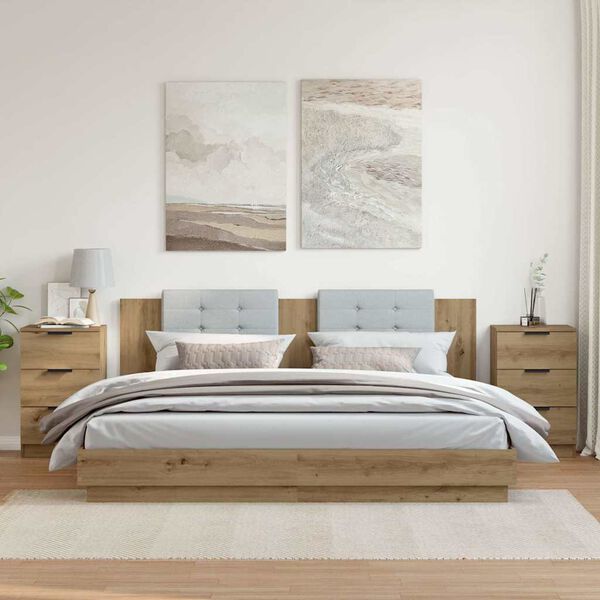 vidaXL Nachtkastjes 2 st 40x36x65cm bewerkt hout artisanaal eikenkleur