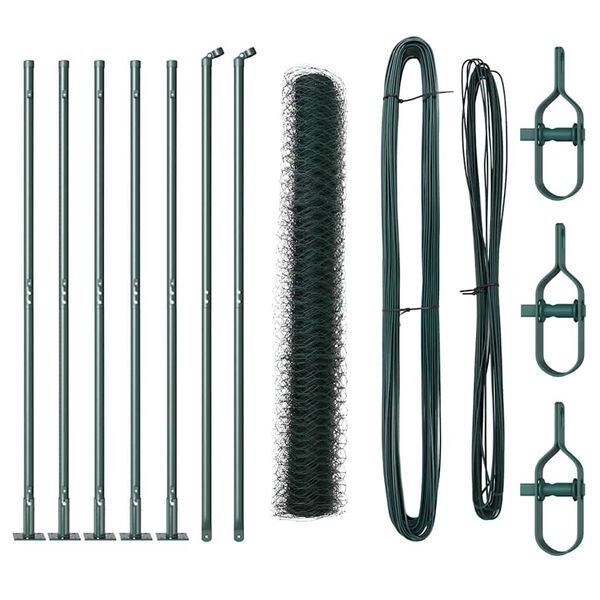 vidaXL Afrasteringspaal Groen 10 x 0,8 m (50 mm gaas) Staal en PVC