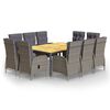 vidaXL 11-delige Tuinset poly rattan grijs