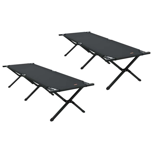 vidaXL Opvouwbaar Camping Bed 2 pcs Zwart 193 x 69 x 45 cm Oxford stof