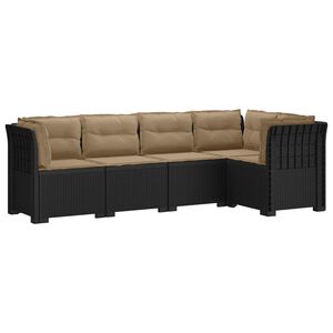 vidaXL 5-Zits Tuin Sofa met Kussens Rattan Look PP Antraciet