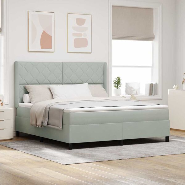 vidaXL Boxspringbed met matras Lichtgrijs 180 x 200 cm Fluweel