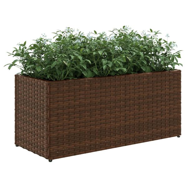 vidaXL Plantenbakken met 2 potten 2 st 72x30x32 cm poly rattan bruin